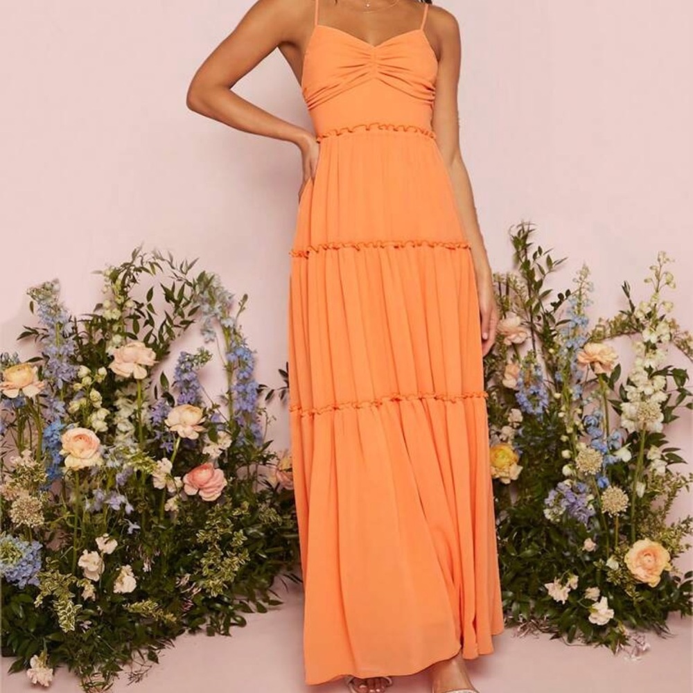 Elegant Orange Maxi Dress